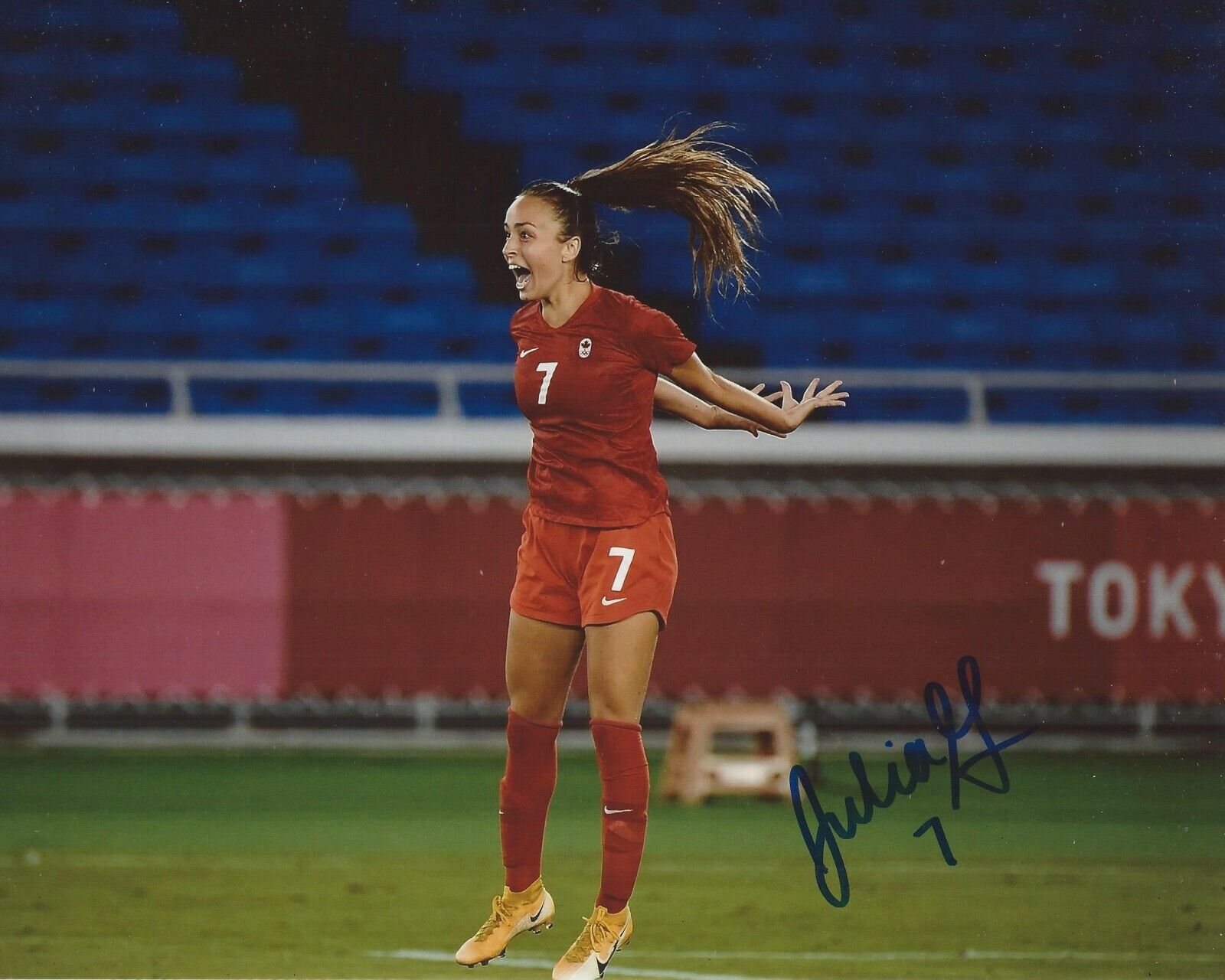 Julia Grosso Signed 8×10 Photo Poster painting Team Canada Olympic Gold Soccer Autographed COA B