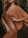 Irregular Clipping Backless Batwing Sleeves Maxi Dresses
