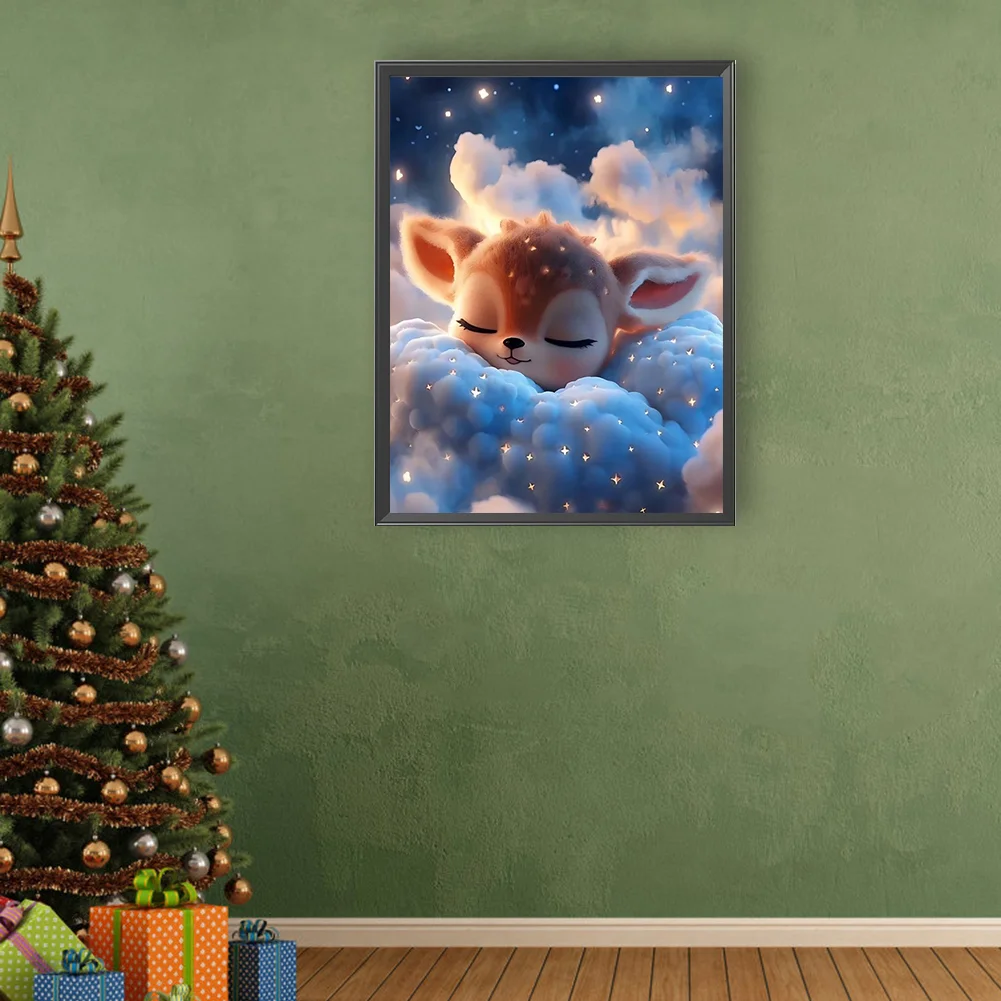 Full Round Diamond Painting 30*40cm - Deer Sleeping On The Cloud