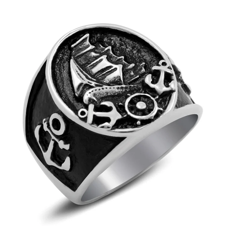 Domineering sail titanium stainless steel vintage ring men and women couple anchor bracelets first accessories