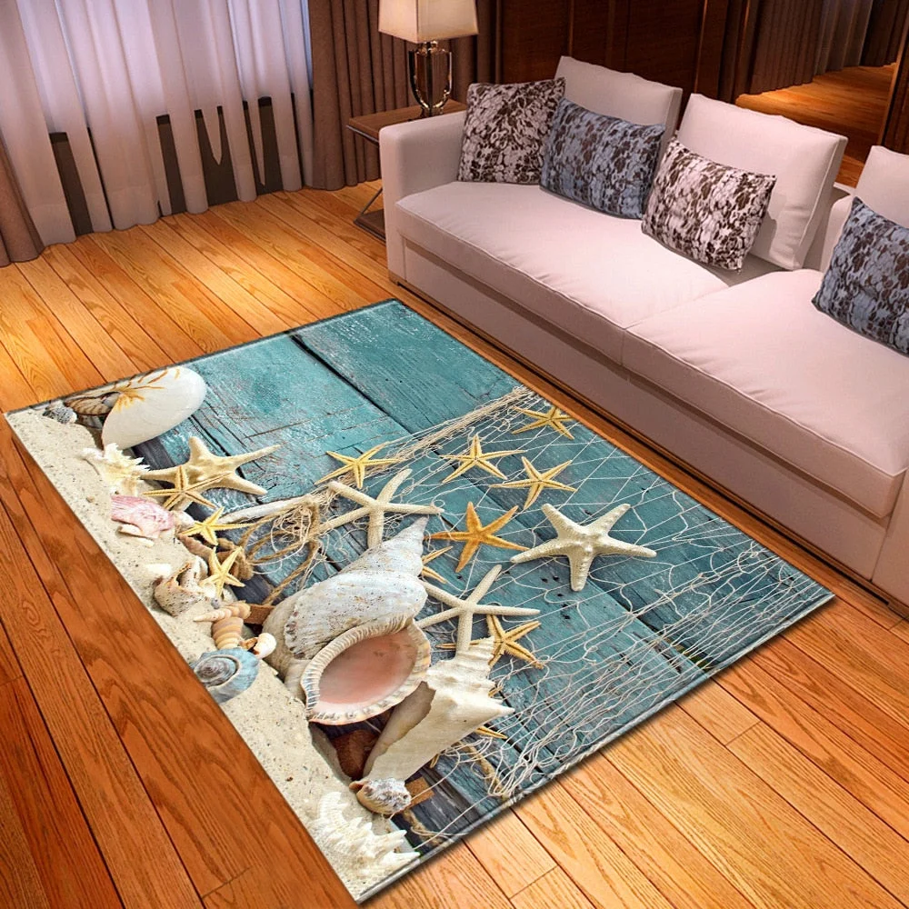 Living Room Sofa Carpet Home Bedroom Children's Decor Floor Rugs Seaside Pattern Coffee Table Hallway Balcony Kids Bedside Mat