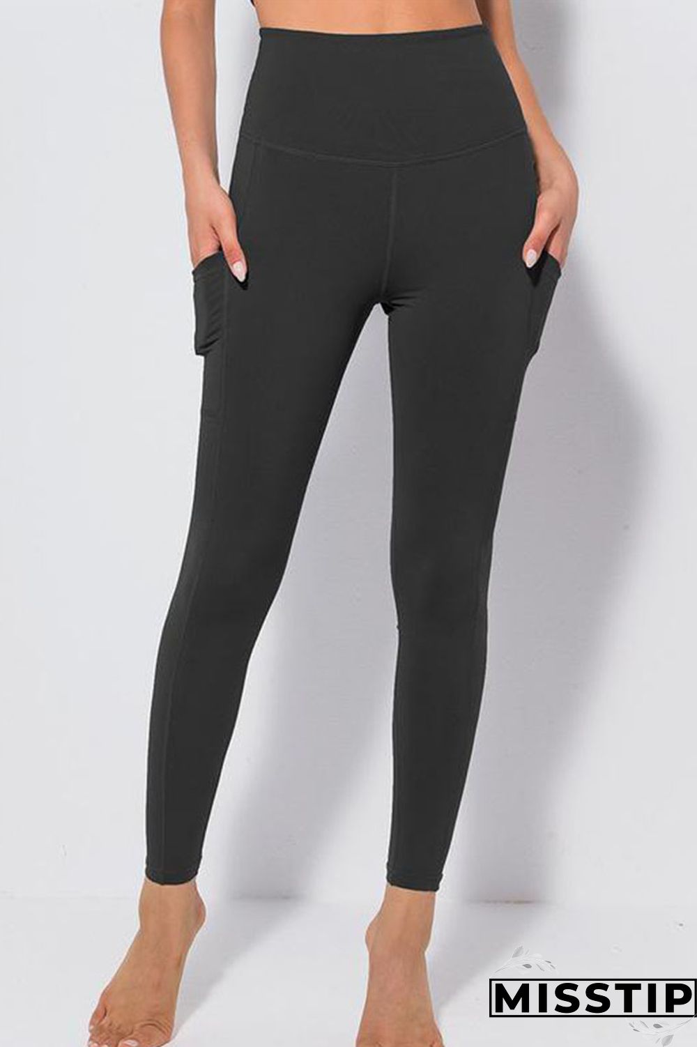 Gray Green Casual Sportswear Solid Patchwork Skinny High Waist Pencil Solid Color Bottoms