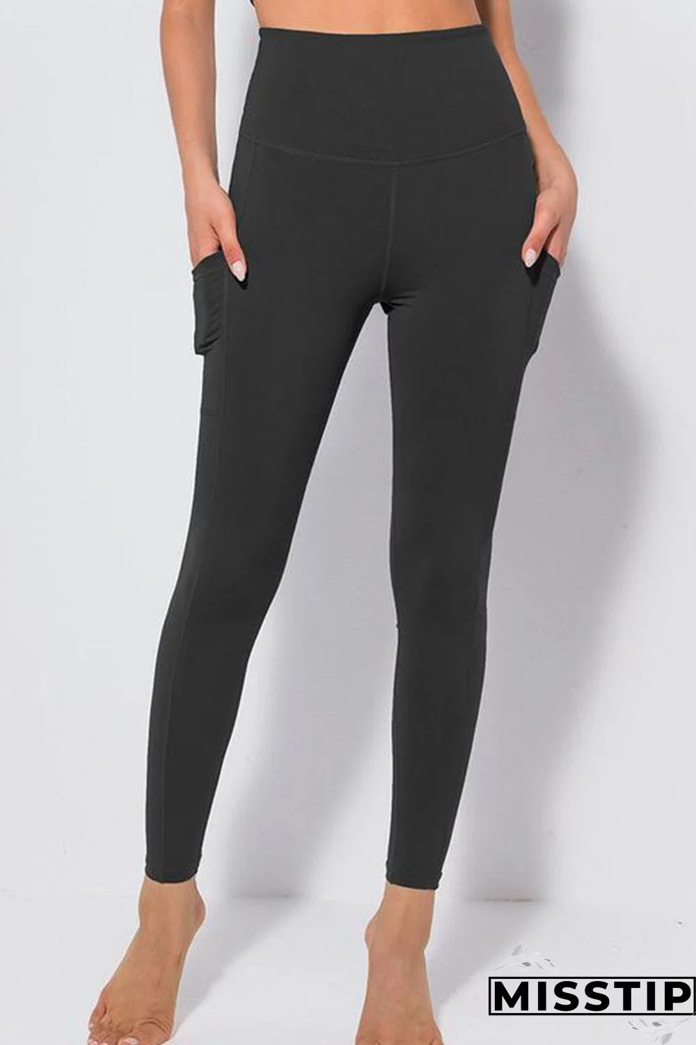 Gray Green Casual Sportswear Solid Patchwork Skinny High Waist Pencil Solid Color Bottoms