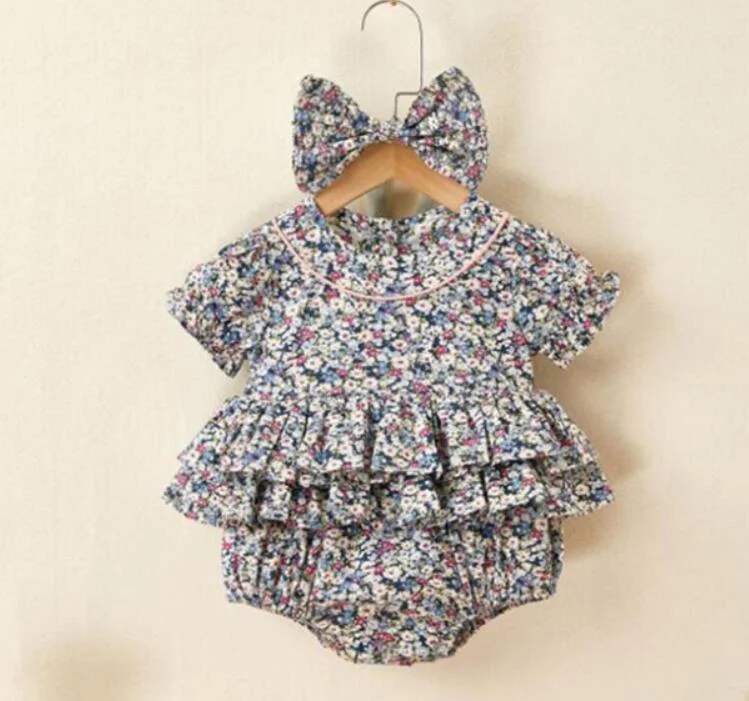 2020 Summer Baby Girl Set 1-3Yrs Baby Girls Clothing Sets Baby Dot Short Sleeve Top + shorts+ Hair Belt 3pcs/Set