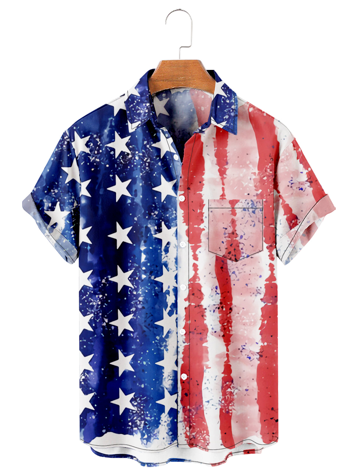 Men's Creative Design American Flag Day Hawaiian Shirt PLUSCLOTHESMAN