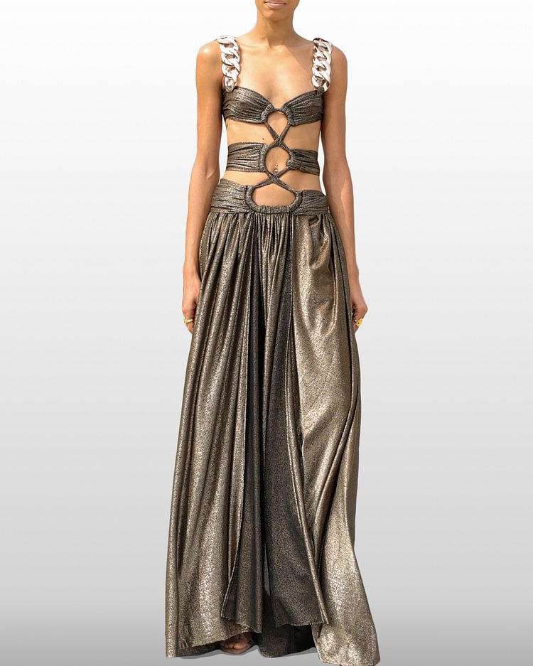 Elegant Spiral Cross Strapless Slip Dress