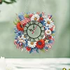 (US Only)2D Flat DIY Wreath 5D Hanging Clock Art Craft for Living Room Decoration