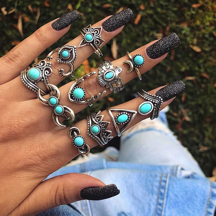 Stone Crescent 11-Piece Set Ring