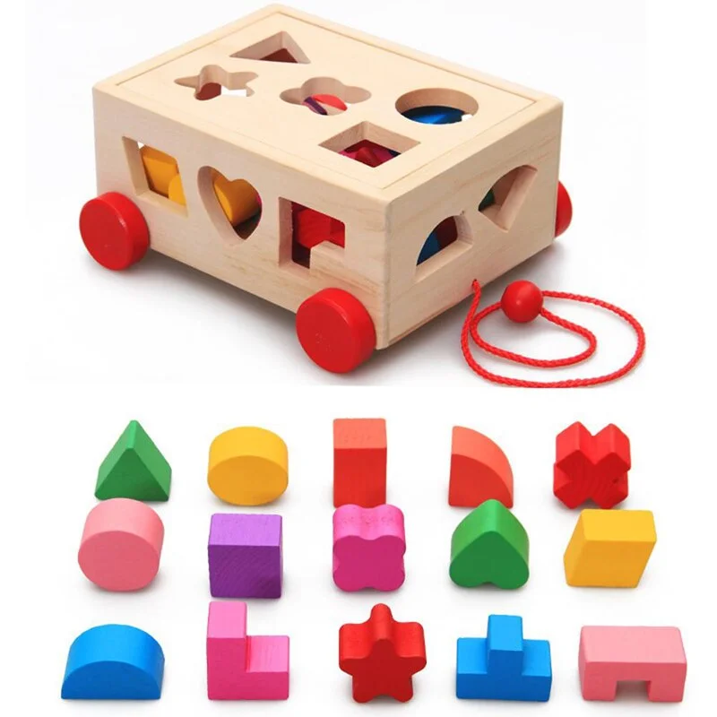 Children'S Shape Sorter Wooden Drag Toys Shape Matching Early Education Toys Building Blocks Children'S Educational Toys