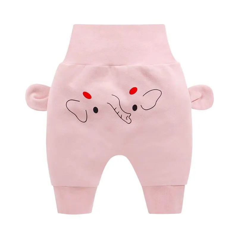 Baby Cute Pants Boys Girl Cartoon High Waist Protection Belly Children Toddler Spring Autumn Winter Newborn Warm Velvet Trousers