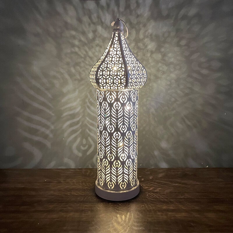 White Hollow Led Iron Wind Lamp