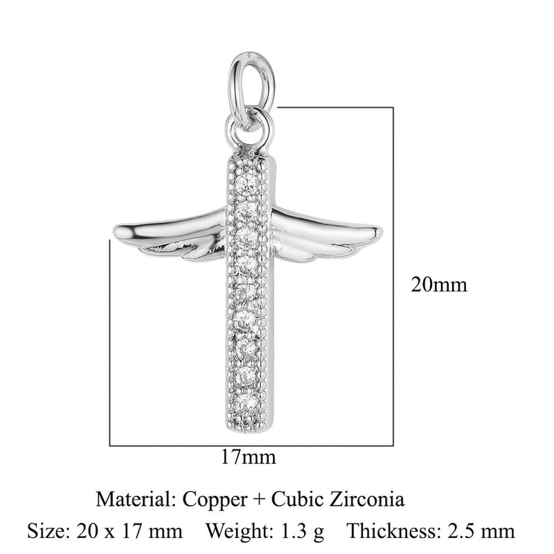 3 Pieces Copper Zircon 18K Gold Plated Cross Moon Eye