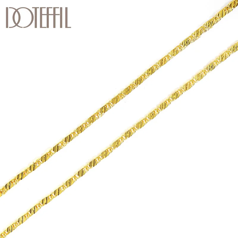 DOTEFFIL 925 Sterling Silver 16/18/20/22/24/26/28/30 Inch 18K Gold Basic Chain Necklace For Women Man Jewelry