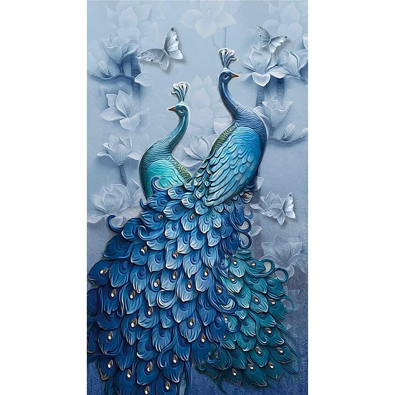 Peacock - Full Square(Partial AB Drill) - Diamond Painting (45*35cm)