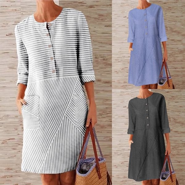 New Arrival Womens Autumn Casual Office Work Shift Dress Tunic Shirt Party A Line Dress Plus - BlackFridayBuys