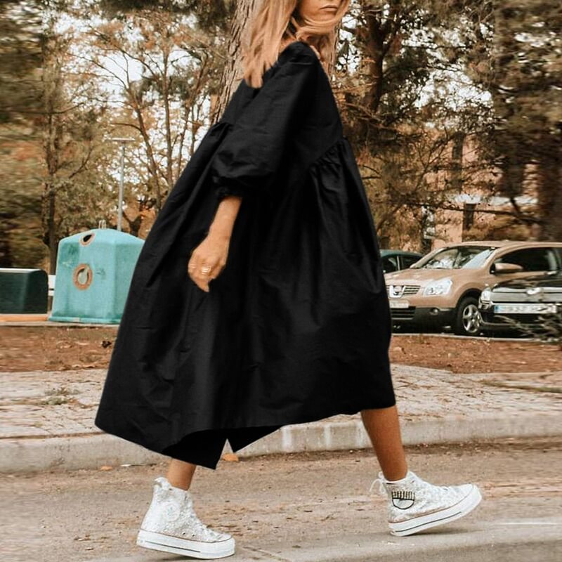Casual Female Leopard Party Baggy Dress Elegant Print  Dress Women Long Midi Dress 2021 Autumn Summer Sundress Long Sleeve Robe