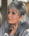 Pixie Cut Straight Layered Hair Gray Salt and Pepper Short Wigs