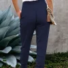 Gioiacombo&trade; Pantaloni casual a vita alta da donna in tinta unita