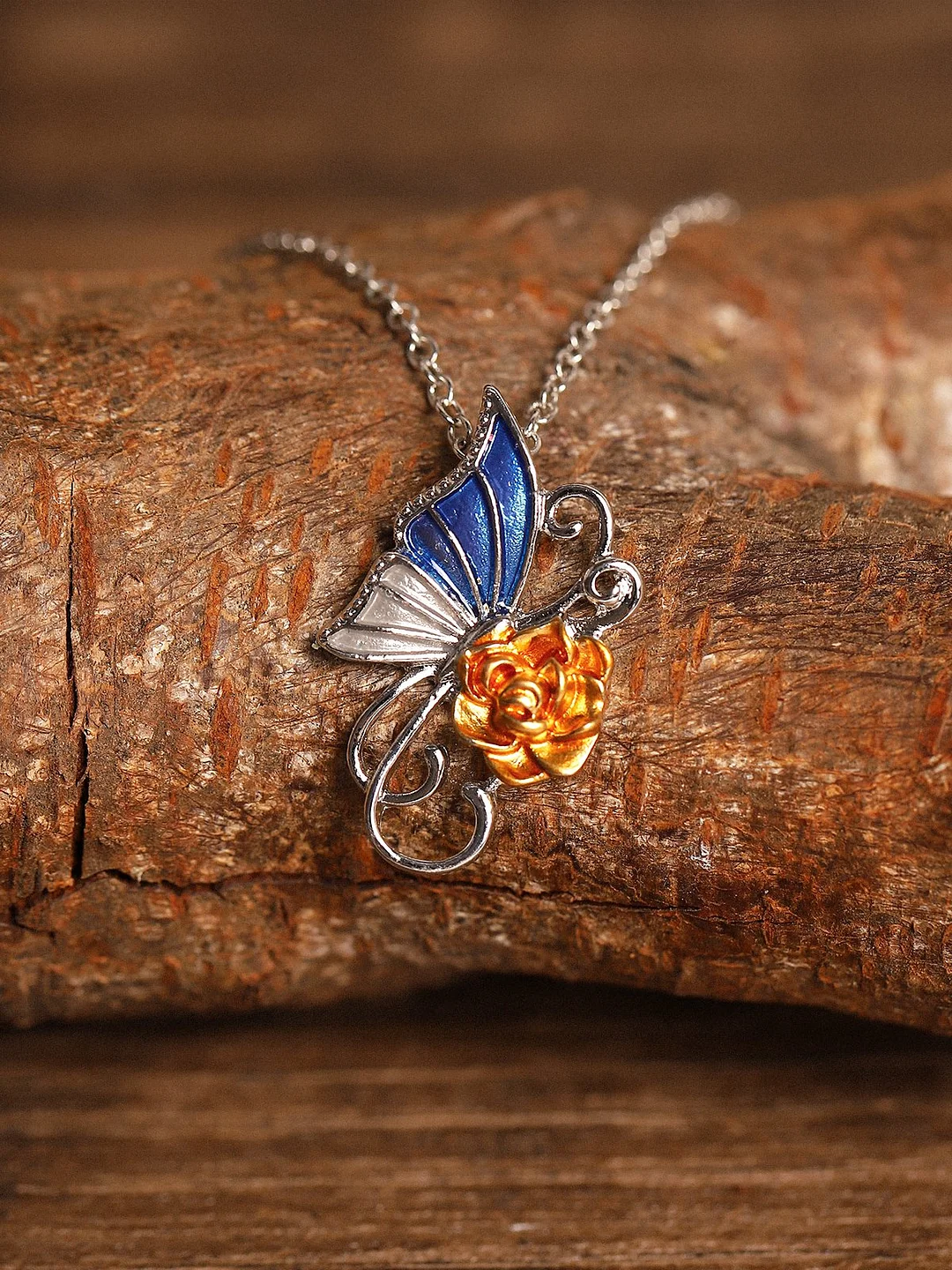 Butterfly Rose Necklace Dress Jewelry