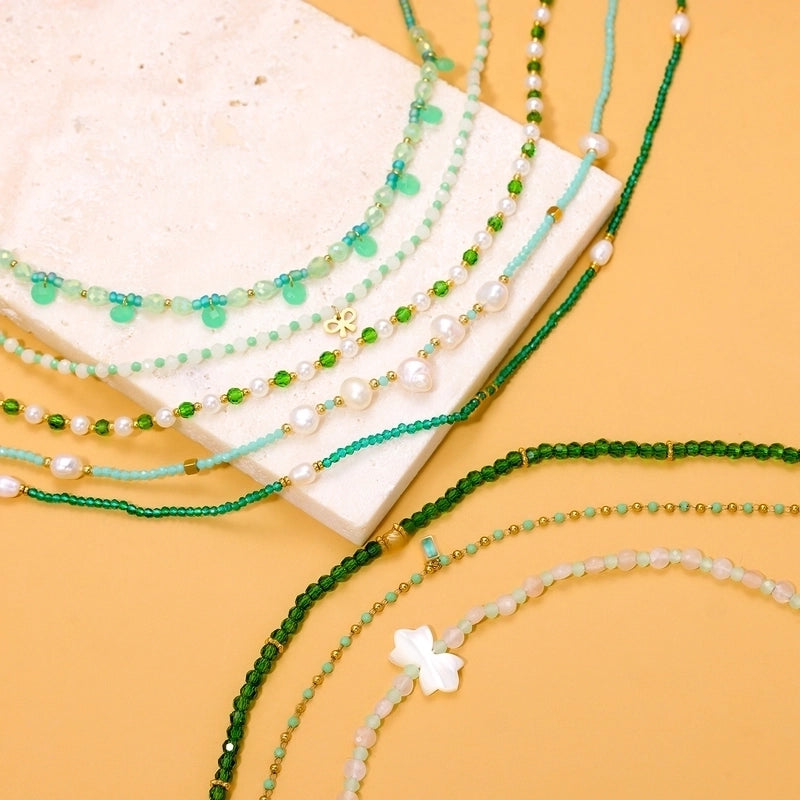 Casual Minimalist Geometric Natural Stone Titanium Steel Necklace In Bulk2