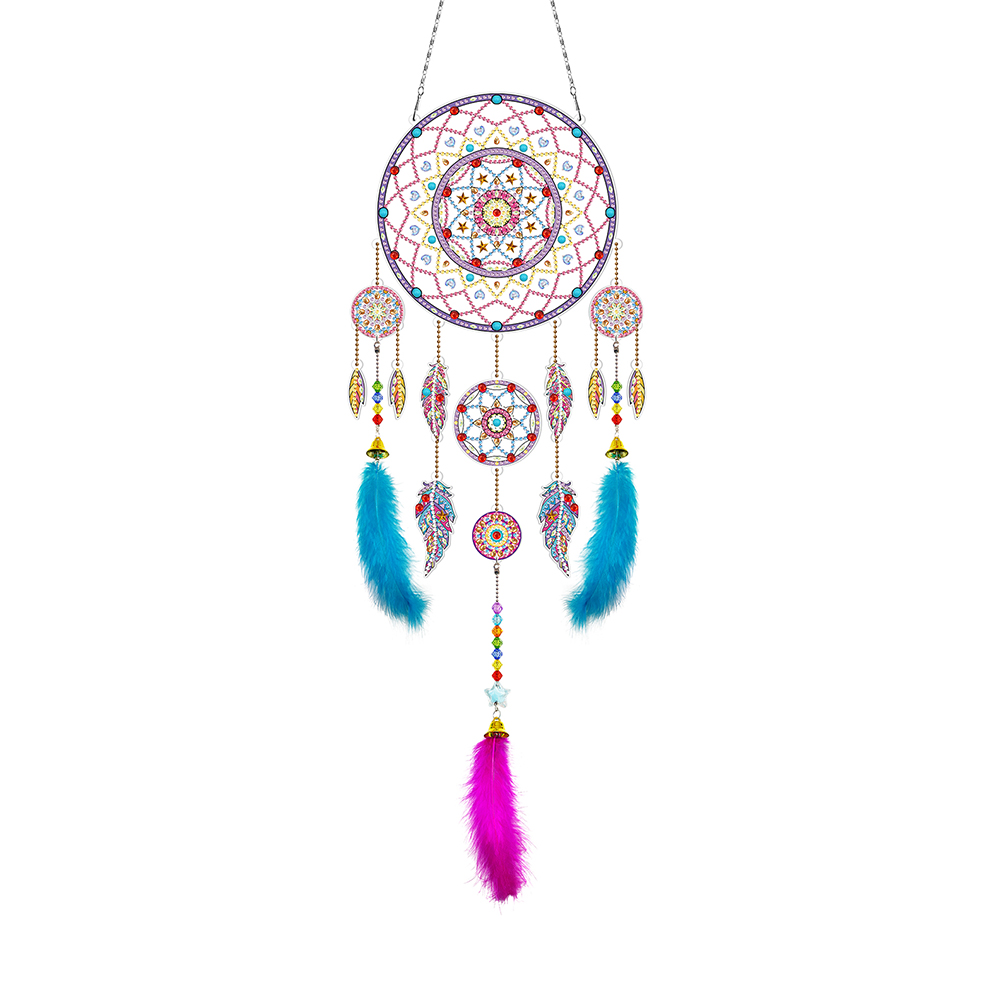 DIY Diamond Painting Dream Catcher Wind Chimes Kit Feather Craft (BMW08)
