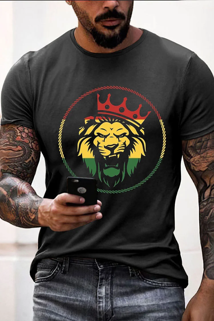 Men's Colorblock Lion Short Sleeve T-Shirt