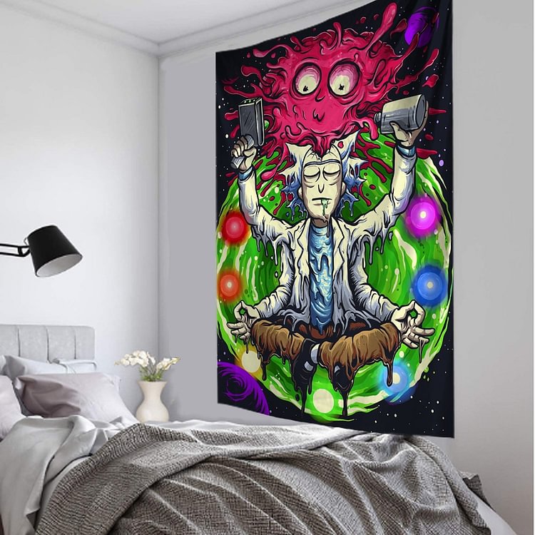 Psychedelic Meditator Tapestry Wall Hanging Cartoon Witchcraft Bohemian Style Mandala Kawaii Room Home Decor