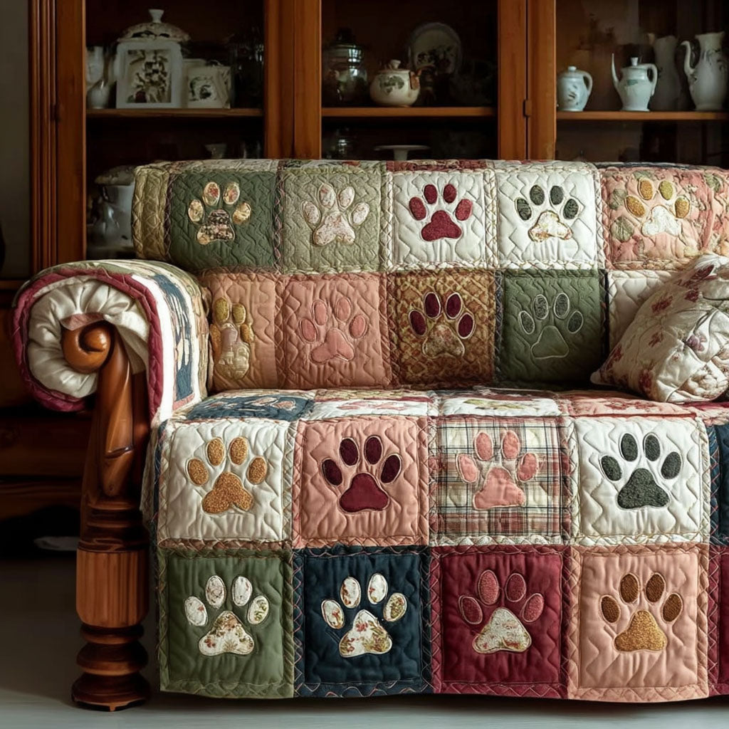 Vintage Garden Paws Quilted Sofa Cover NCU0PT11009 everthome