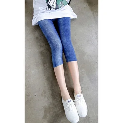 CUHAKCI Summer Printing Women Leggings Cropped Pants Casual Stretched Graffiti Tie Dyed Elastic Capris