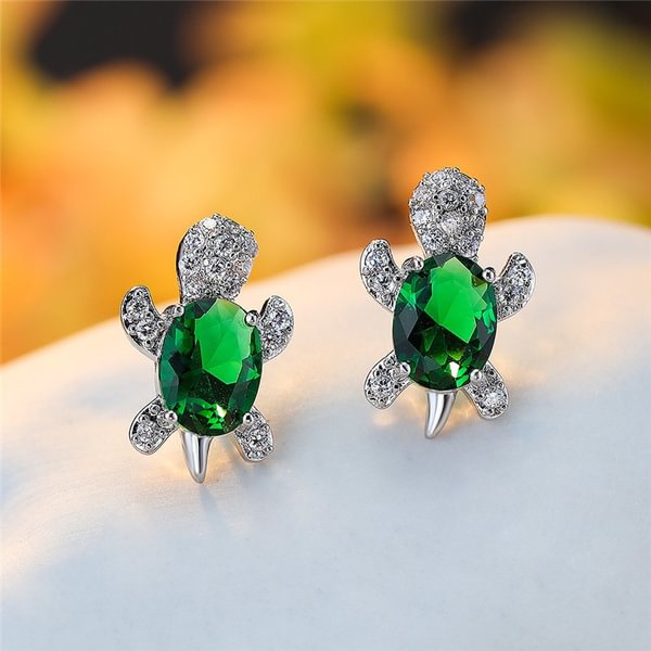Fashion Charm Micro-magnetic Weight Loss Earrings 925 Sterling Silver Natural Sapphire Cute Turtle Rose Gold Earrings Animal Diamond Earrings Ladies Fat Burning Magnetic Therapy Weight Loss Jewelry - Shop Trendy Women's Fashion | TeeYours