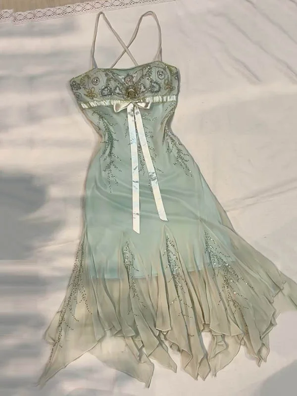 Sequinned Flower mesh Sleeveless Tube Ruffled mini Dresses Fairytale Dress