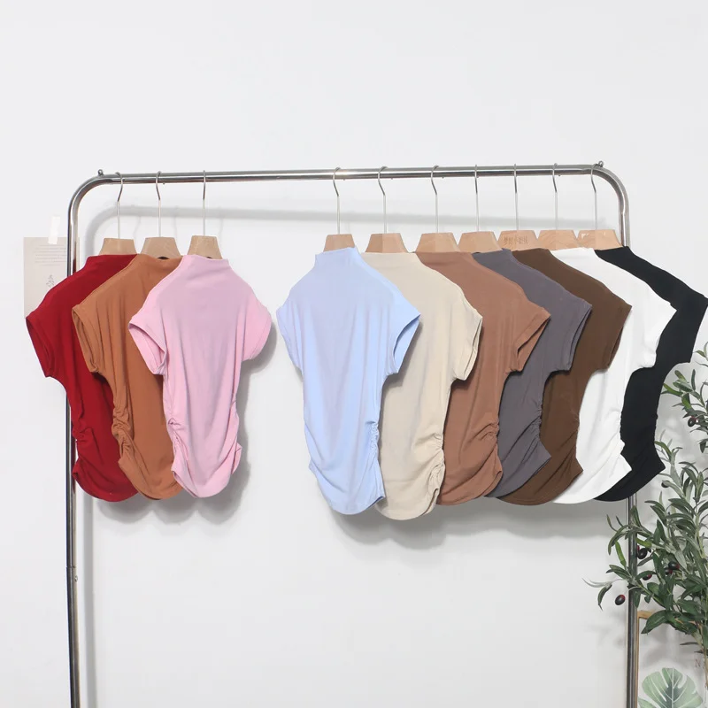 Uveng Real Shoot Half-High Collar Hottie Folded Slimmed Short T-Shirt Jacket Woman 87530