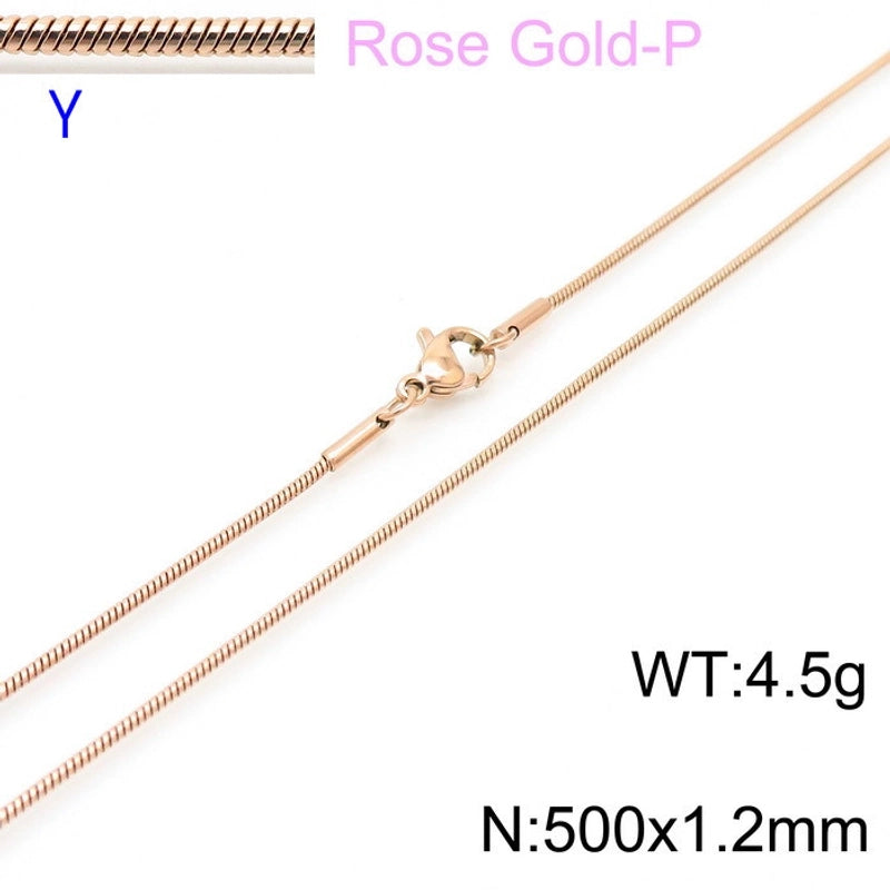 Jewelry Classic Style Solid Color Titanium Steel 18K Gold Plated Chain Necklace