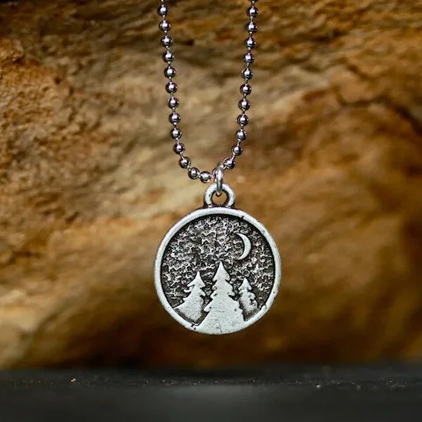 Sterling Silver Forest Moon Pendant Necklace