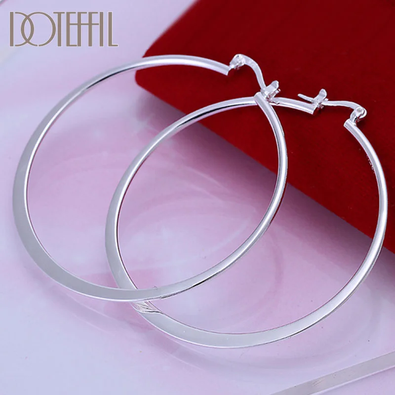 DOTEFFIL 925 Sterling Silver Classic Big Circle Hoop Earrings Women Jewelry