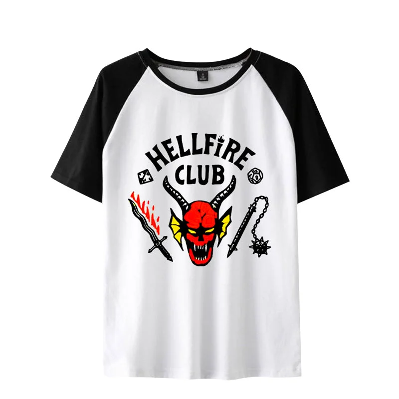 Letter Hellfire club Raglan Sleeve Colorblock Graphic Tee