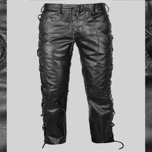 Pornhint Men Leather Pants- Genuine Sheep Skin Leather pants -Gay Leather Pants Skin Fit Pants unisex - Handmade Real Leather pants, Party Pants.