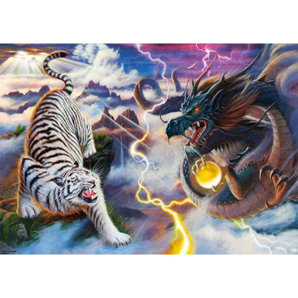 

40*30CM-Round Drill Diamond Painting-Tiger Dragon, 501 Original
