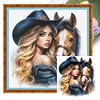 Girl With Horse-11CT Stamped Cross Stitch 40*40cm/15.75*15.75in tapestrymarket