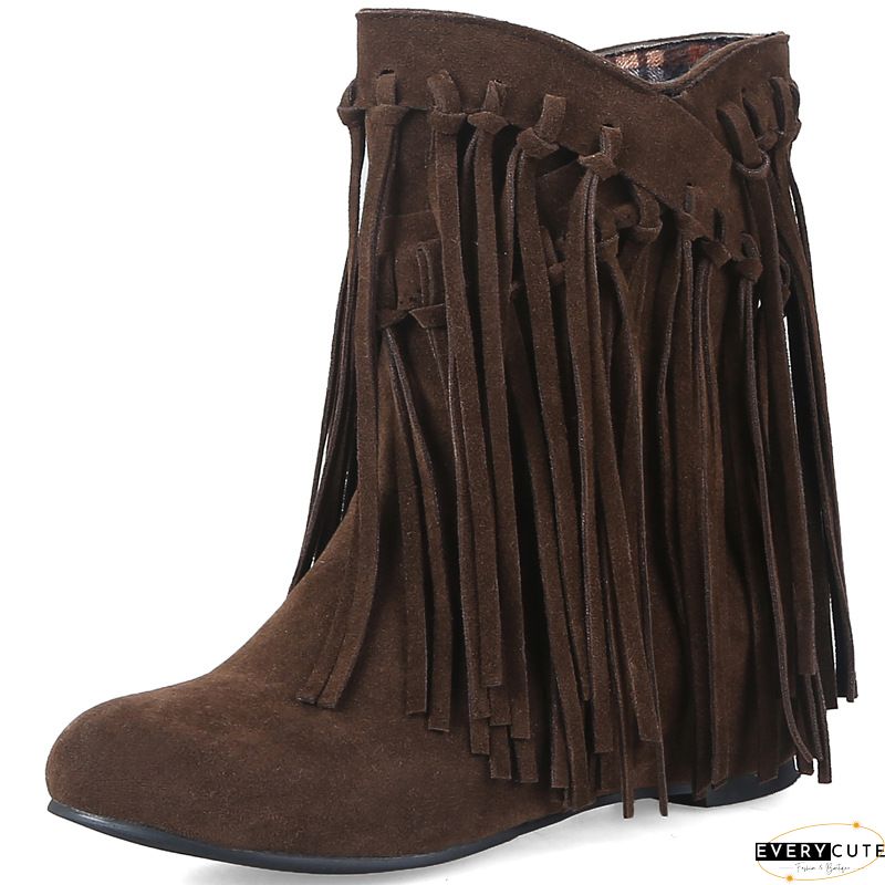 Tassel Wedge Heel Zipper Shoes