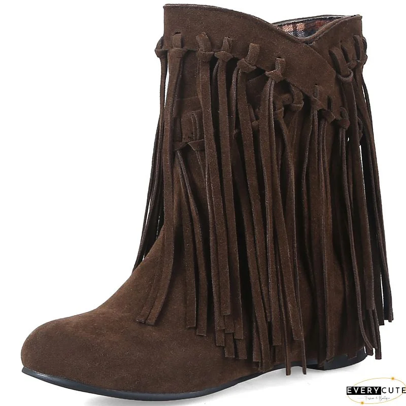 Tassel Wedge Heel Zipper Shoes