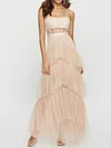 Spaghetti-Neck Empire Split-Joint See-Through A-Line Maxi Dress