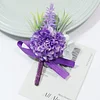 10PCS Purple Wedding Catering Bridal Groom Guests Corsage Boutonniere Wrist Artificial Flower Bouquets