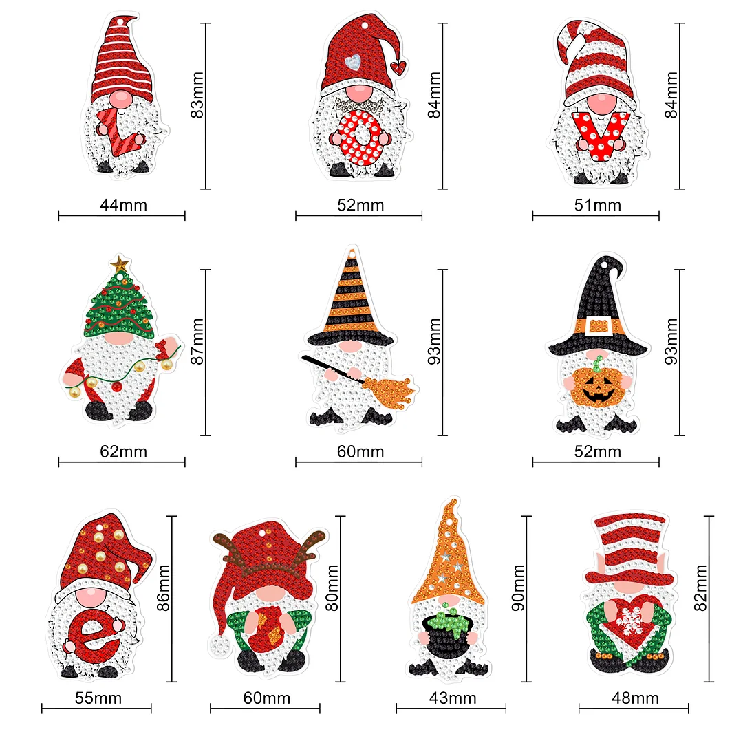 10pcs DIY Diamond Painting Xmas Tree Pendant (Single Side)