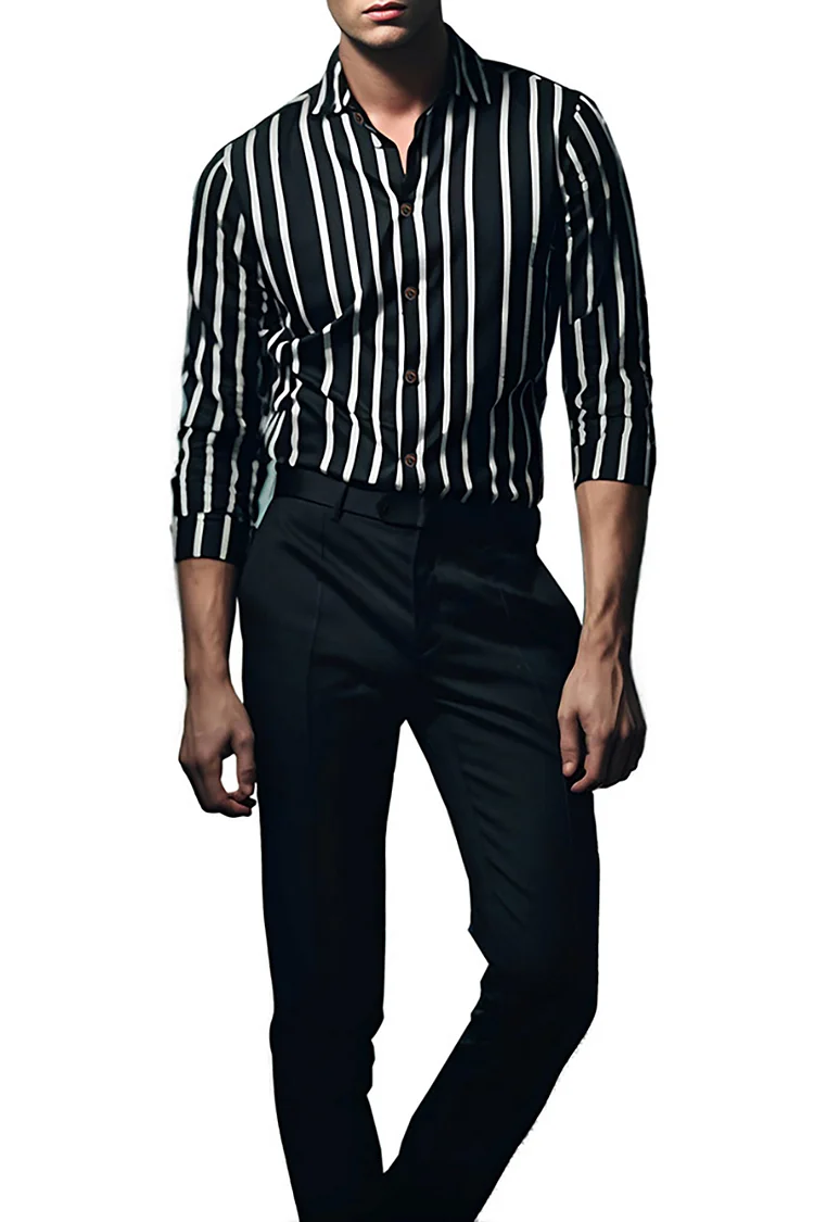 Casual Striped Print Slim Fit Shirt