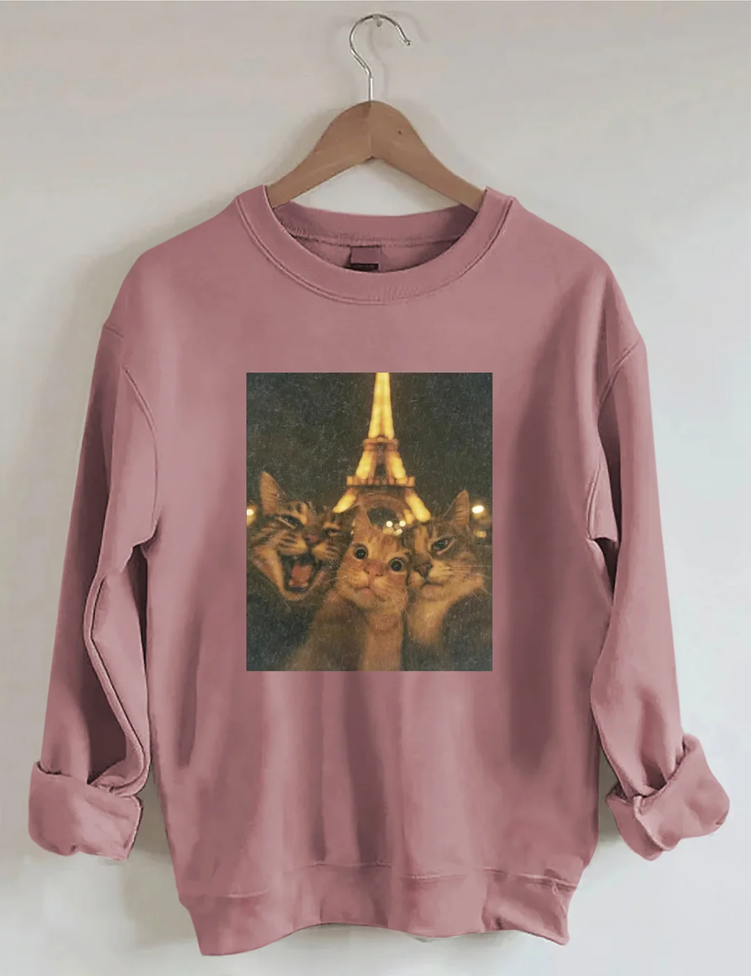 Cat Taking Selfie With Eiffel Tower Funny Sweatshirt