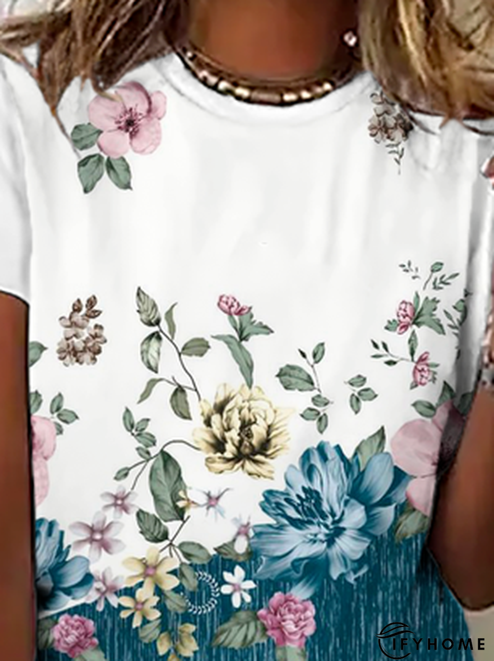 Floral Printed Casual Short Sleeve T-Shirt | IFYHOME