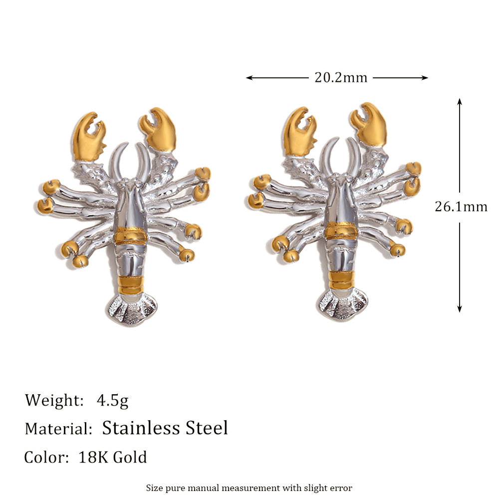 Fashionable Niche Personality Earrings Stainless Steel Plated 18K Gold Interlaced Spring And Summer Lobster Earrings