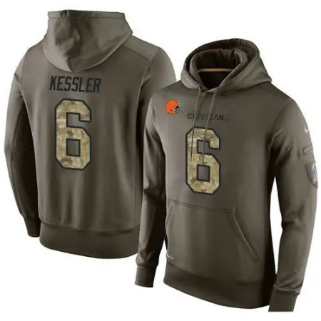 NFL Men's  Cleveland Browns #6 Cody Kessler Stitched Green Olive Salute To Service KO Performance Hoodie