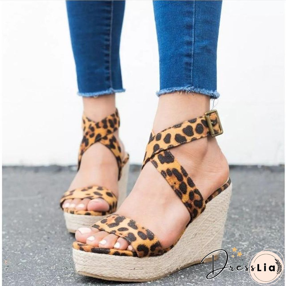 Woman Wedge Sandals  Summer Pumps Cross-tied High Heels Platform Shoes